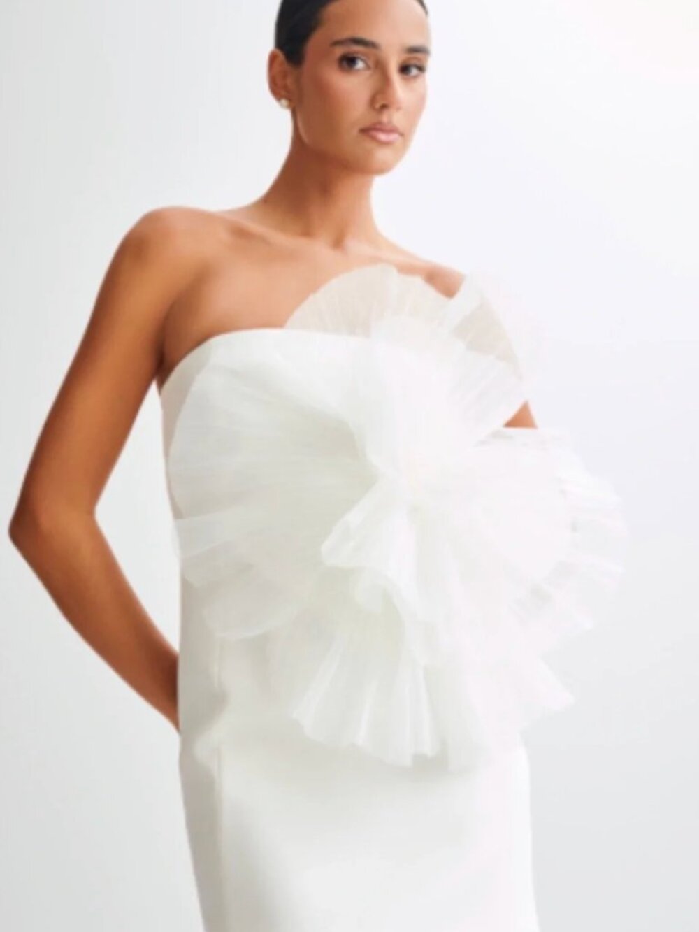 Meshki Victoria Strapless Dress w/ Oversize Flower - M